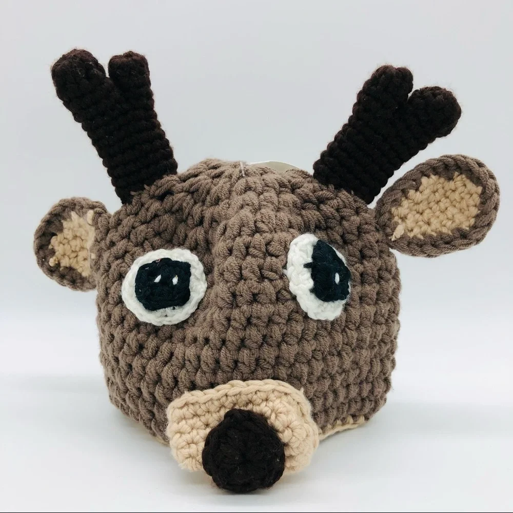BRITT BEAR KNITTED REINDEER HAT SIZE 0-6 MONTHS NWT